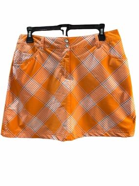 Slazenger Orange Plaid  Golf /pickleball Skorts  EC Size 6